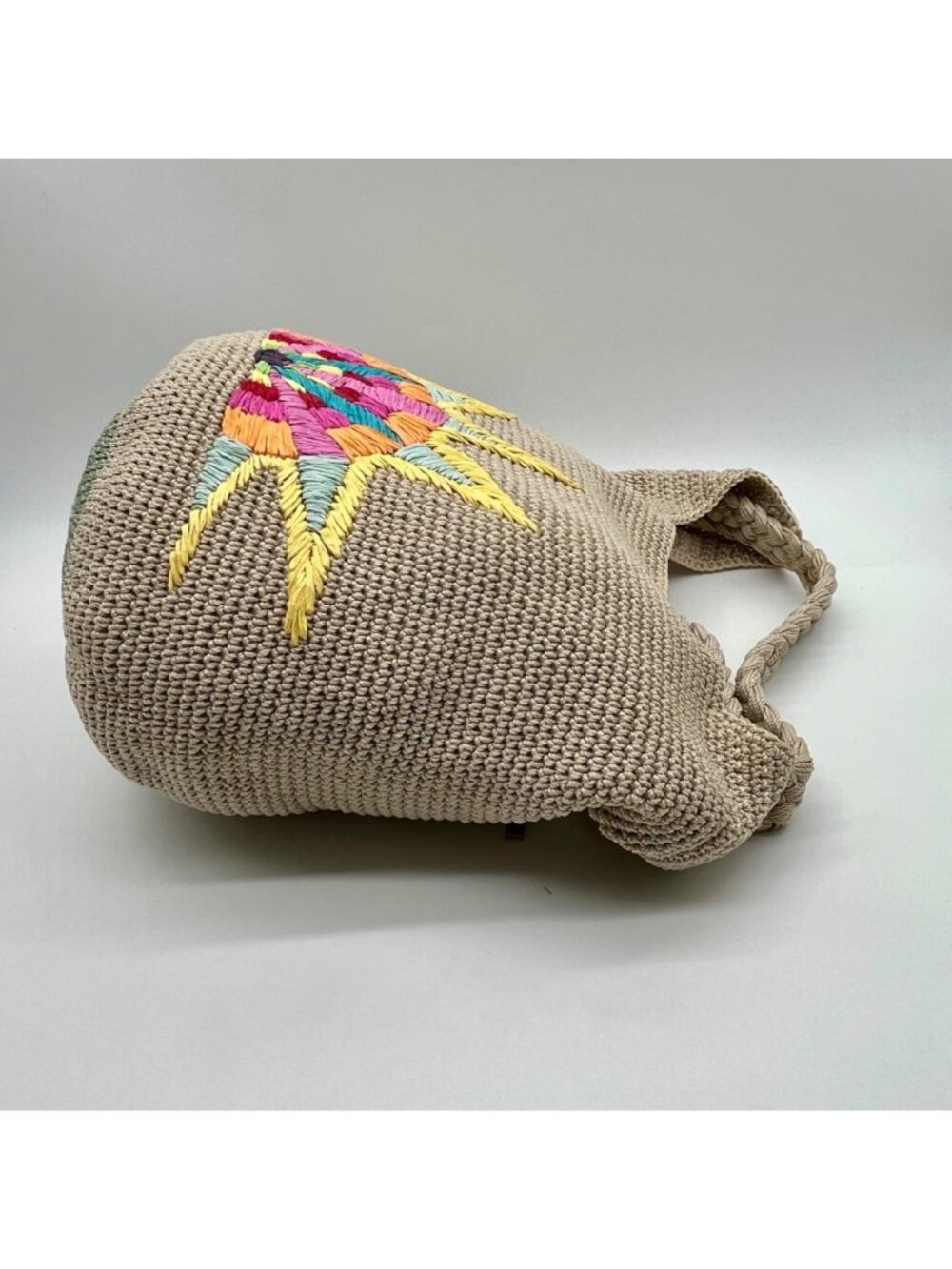 The Sak Tan Crocheted Crossbody Bag with Multicolor Sunburst Embroidery - Picture 4 of 10